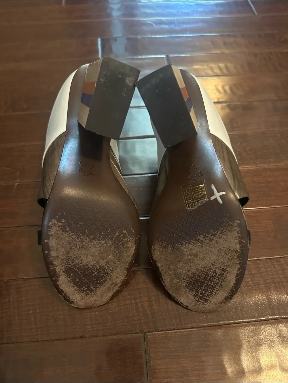 Tory Burch Cream, Brown & Black Striped Block Heel Mule